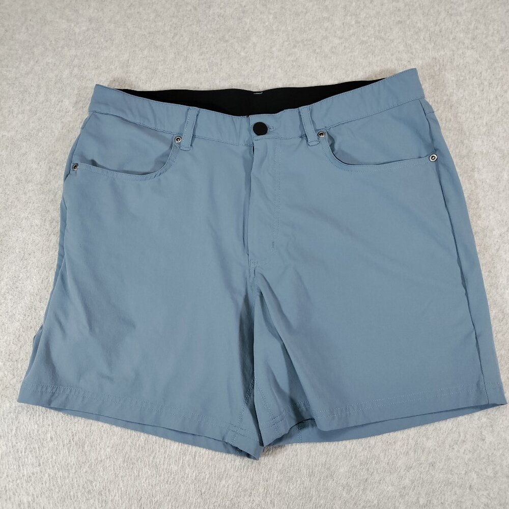 01.ALGO Shorts Men 32x6 Blue Solid Nylon Spandex Performance Golf Shorts